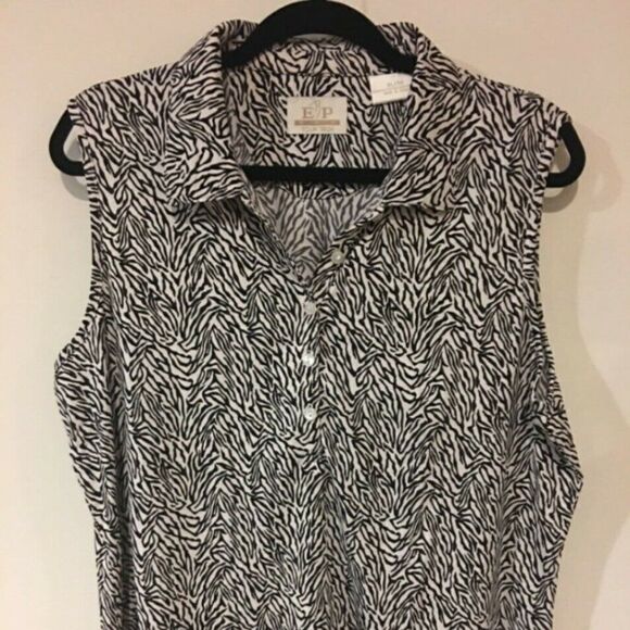 EP Pro Tour Tech Tops - EP Pro Tour Tech White Black Sleeveless Blouse Top
